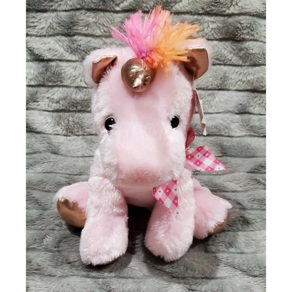 Pink Unicorn Rainbow Rose Gold Plush Stuffed Toy Animal 8